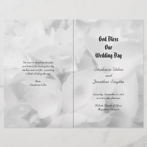 Black n White Catholic Ceremony Wedding Program