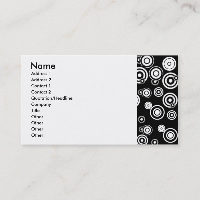 Black n White Circle Abstract. Business Card (Front)