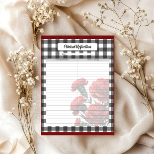 Black n White Floral Gingham _ Clinical Reflection Notepad