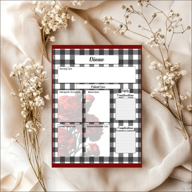 Black n White Floral Gingham_ Disease Temp 2 Notepad (Creator Uploaded)