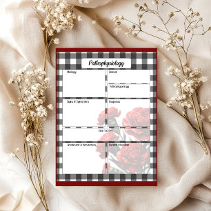 Black n White Floral Gingham_ Pathophysiology Temp Notepad