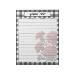 Black n White Floral Gingham_ Symptom Tracker Notepad