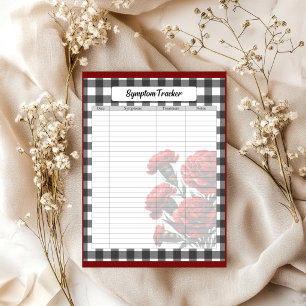 Black n White Floral Gingham_ Symptom Tracker Notepad