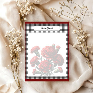 Black n White Floral Gingham _ Vision Board Notepad