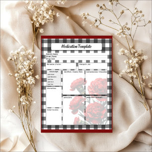 Black n White Floral _ Medication Template Notepad