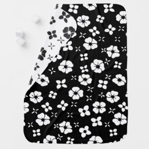 Black n White Flowers Reversible Swaddle Blanket