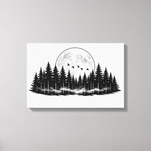 Black N White Forest Sketch, home decor  (Front)