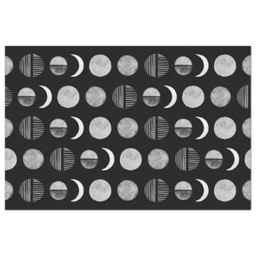 Black n White Modern Sun Moon Abstract Decoupage Tissue Paper