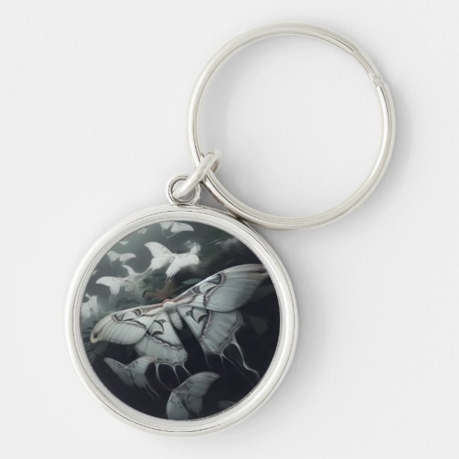 Black n White Moth Keychain (Front)