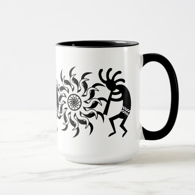 Black N White Southwest Kokopelli Tribal Sun Mug (Right)