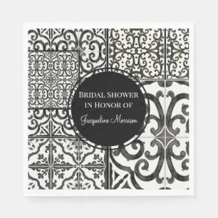 Black n White Tile Pattern Modern Farmhouse Bridal Napkins