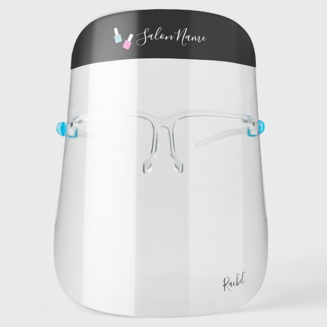 Black Nail Lacquer Logo Nail Salon Face Shield (Front)