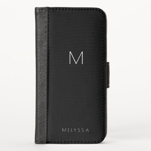 Black Name and Monogram iPhone X Wallet Case