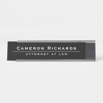 Black name and title template desk name plate | Zazzle