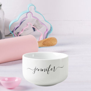 Black name script woman girl soup mug