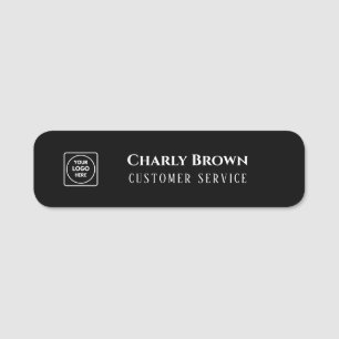 Black Name Tag   Custom Logo Employee Staff Badge