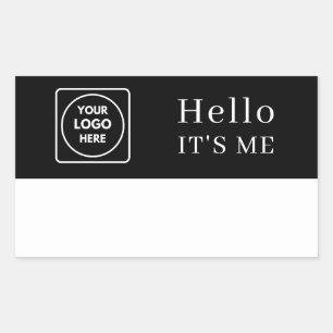 Black Name Tag Sticker   Custom Hello it's me