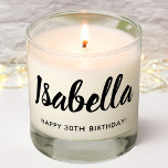 Black | Name Typography | Birthday  Scented Candle<br><div class="desc">Celebrate someone special with this personalized scented birthday candle! Featuring black script typography reading the recipient's name, on a clear background. The candle also has a customizable message for an added touch of sentiment and will make a lasting reminder of their special day. This unique gift is sure to bring...</div>