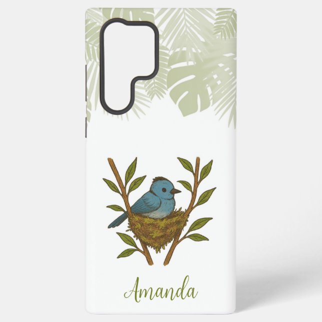 Black-Naped Monarch Nestled Among the Leaves Samsung Galaxy Case (Back)
