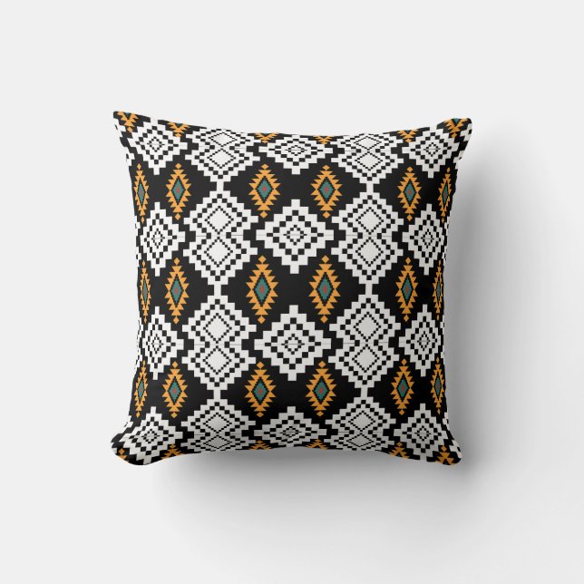 Black Native Americans, Timeless Tribal Patterns Throw Pillow (Front)