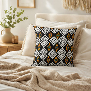 Black Native Americans, Timeless Tribal Patterns Throw Pillow