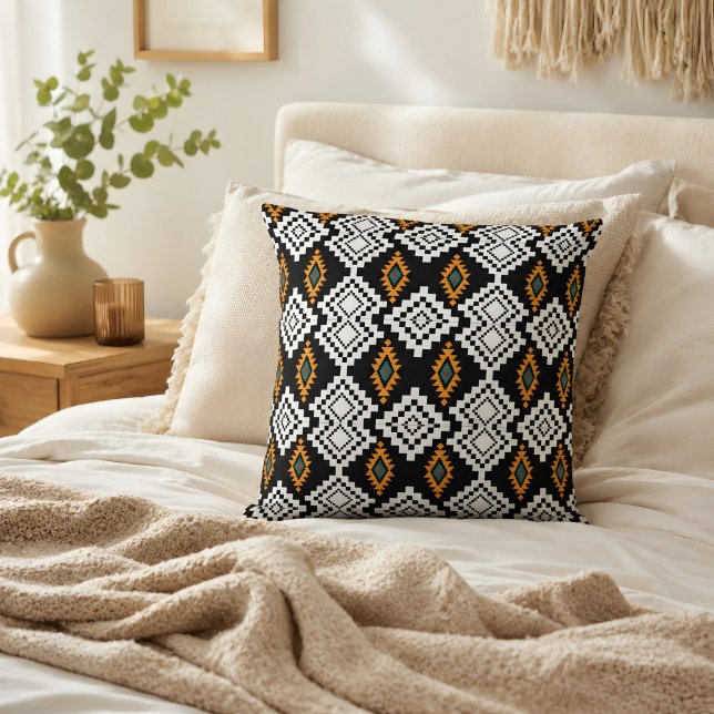 Black Native Americans, Timeless Tribal Patterns Throw Pillow (Creator Uploaded)