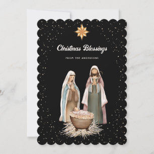 Black Nativity Scene Christmas Star Christian Holiday Card