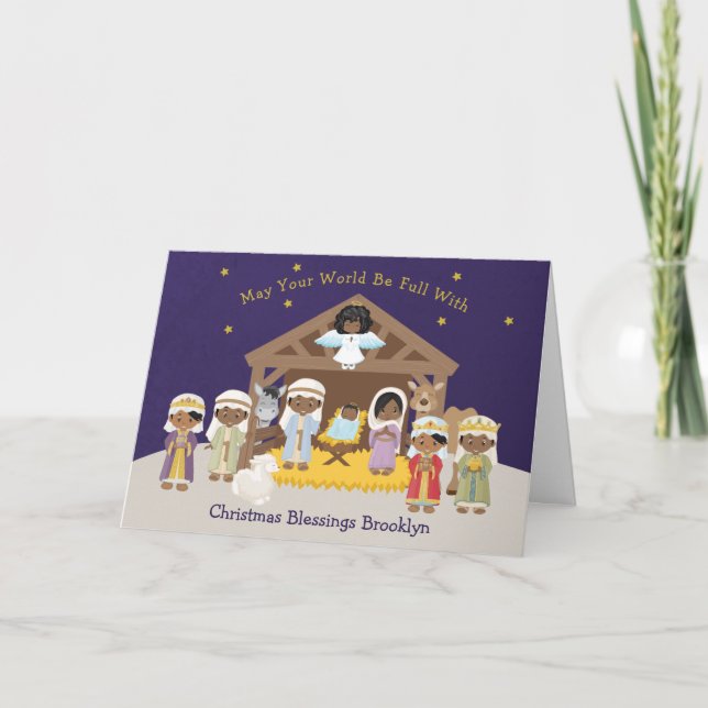 Black Nativity Scene Holiday Card (Front)