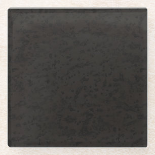 Black Natural Cork Bark Look Wood Grain Glass Coaster