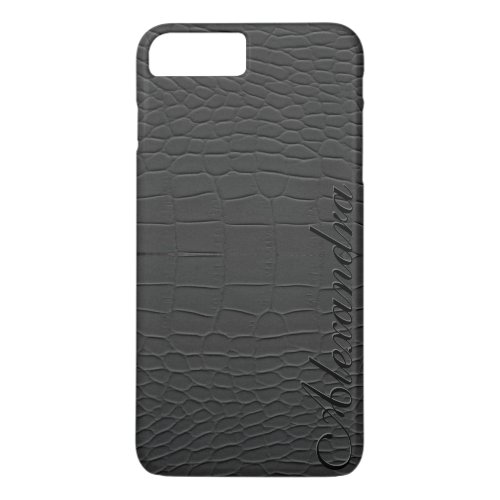 Black Natural Faux Leather Look_Monogram iPhone 8 Plus7 Plus Case