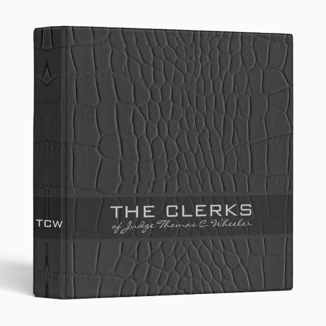 Black Natural Faux Leather Print 3 Ring Binder (Front/Spine)