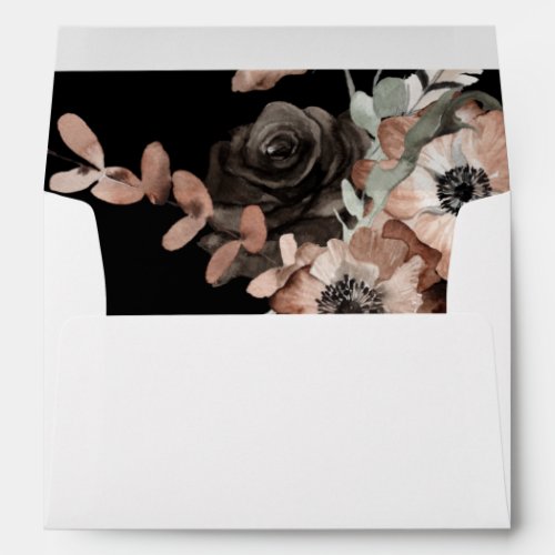 Black  Natural Floral Boho _ Black Envelope