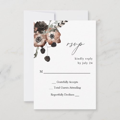 Black  Natural Floral Boho no Meal RSVP