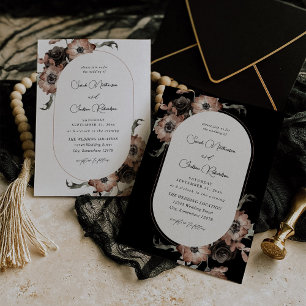 Black & Natural Floral Wedding Invitation