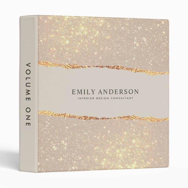 black natural gold modern elegant contemporary 3 ring binder (Front/Spine)