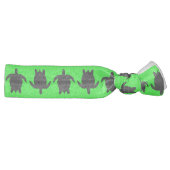 Black Nature Reptile Turtle Pattern on Lime Green Ribbon Hair Tie (Right)