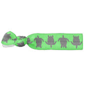 Black Nature Reptile Turtle Pattern on Lime Green Ribbon Hair Tie (Left)