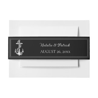 Black Nautical Anchor Invitation Belly Band