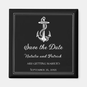 Black Nautical Anchor Save the Date Magnet