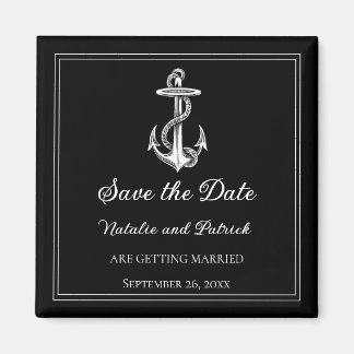 Black Nautical Anchor Save the Date Magnet