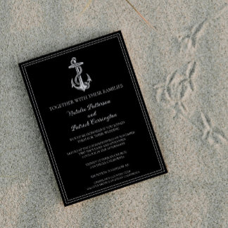 Black Nautical Anchor Wedding Invitation