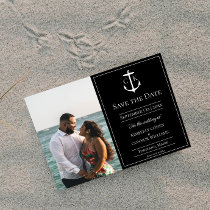 Black Nautical Monogram Photo Save The Date