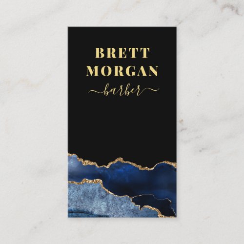 Black Navy Agate Gold Glitter Barbe Business Card