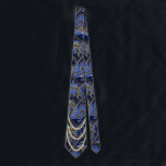 Black Navy and Gold Vintage Paisley Peacock Neck Tie<br><div class="desc">Navy Blue Black and Gold Mehndi Indian Paisley Vintage Peacock Wedding Party Tie For the Guys. Father of Bride, Father of Groom, Groomsman, Best Man and Groom. Retro Paisley Wedding Design. Vintage Inspired Paisley Aesthetic Mehndi Indian Paisley Wedding Ties. Also perfect for the Art deco Art Nouveau Roaring 20s Great...</div>