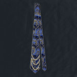 Black Navy and Gold Vintage Paisley Peacock Neck Tie<br><div class="desc">Navy Blue Black and Gold Mehndi Indian Paisley Vintage Peacock Wedding Party Tie For the Guys. Father of Bride, Father of Groom, Groomsman, Best Man and Groom. Retro Paisley Wedding Design. Vintage Inspired Paisley Aesthetic Mehndi Indian Paisley Wedding Ties. Also perfect for the Art deco Art Nouveau Roaring 20s Great...</div>