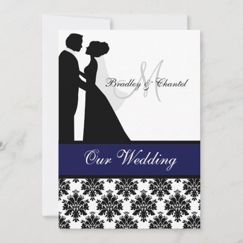 Black, Navy, and White Couple Wedding Invitation