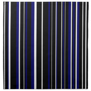Black, Navy Blue, and White Barcode Stripe Cloth Napkin