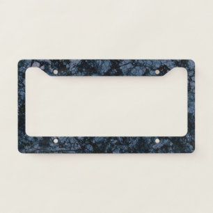 Black & Navy Blue Marble Texture License Plate Frame