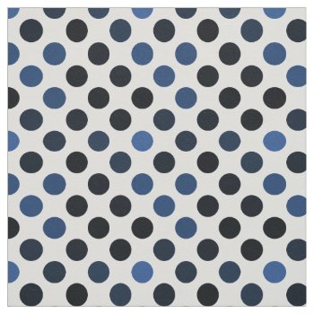 Black Navy Blue White Polka Dots Pattern Fabric by BestPatterns4u at Zazzle