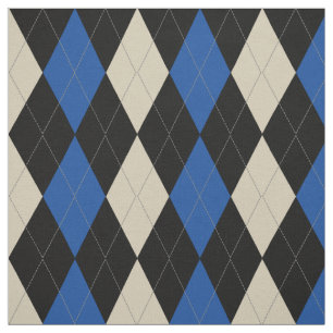 Black Navy Cream Argyle Pattern Fabric